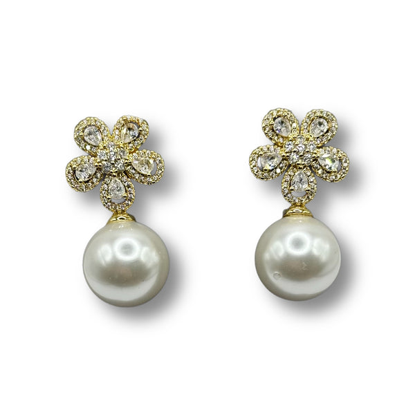 5 Petal w/ Pearl Earrings