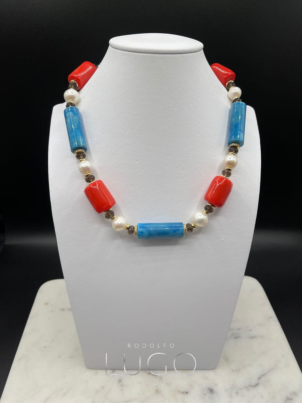 Statement Blue & Coral Necklace