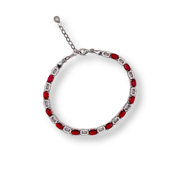 Oval Red Crystals Tennis Bracelet