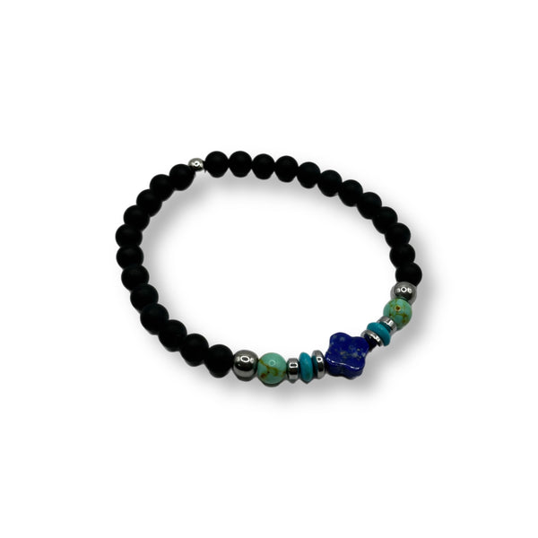 Lapis Clover Mens Bracelet