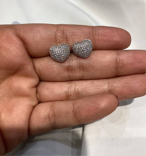 Heart Chubby Pave Posts Silver