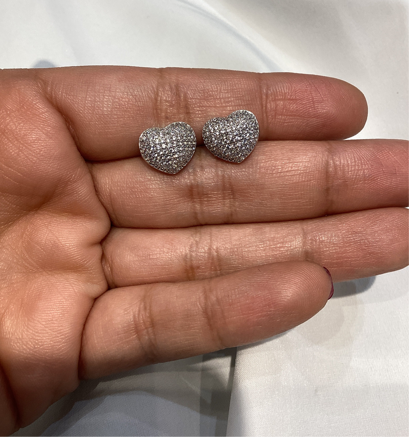 Heart Chubby Pave Posts Silver