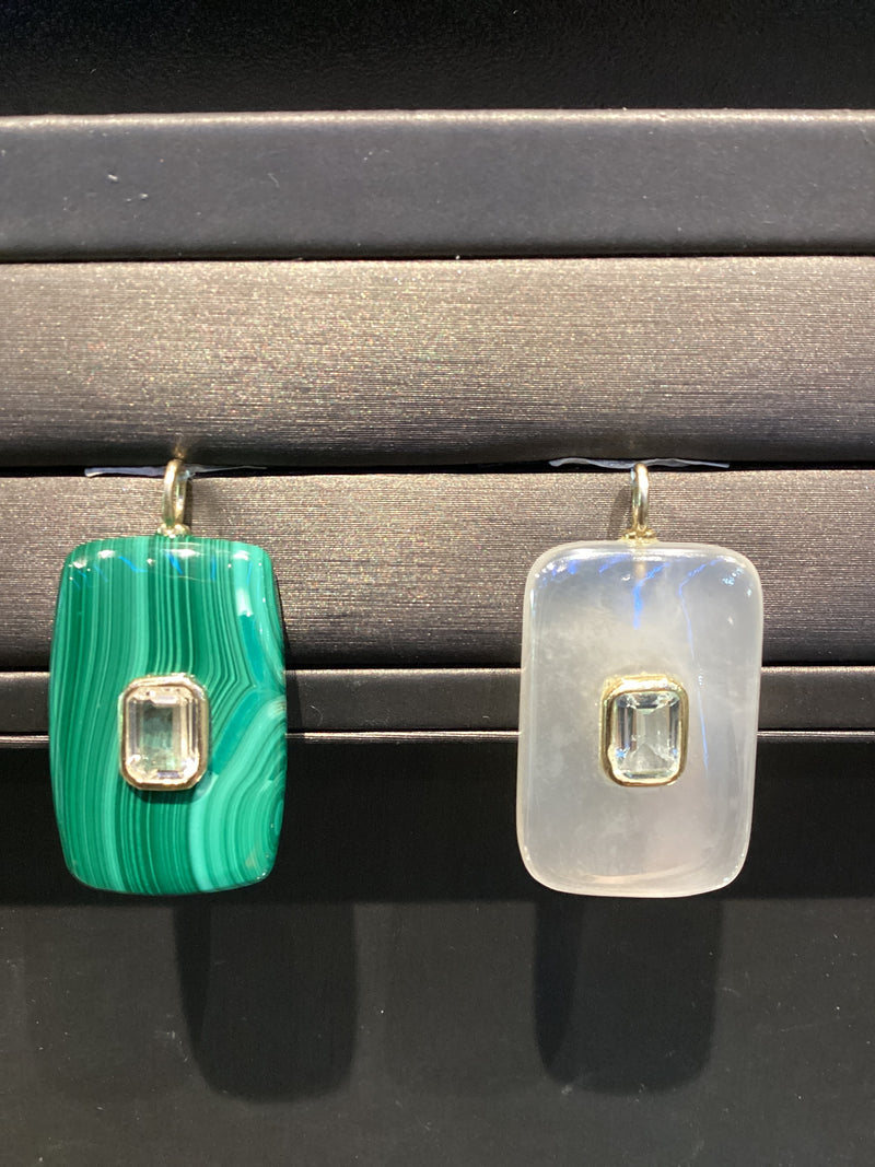 Dije Rectangulo Ancho Malakita, Moonstone