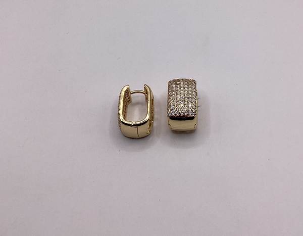 Square Pave Huggies Earrings