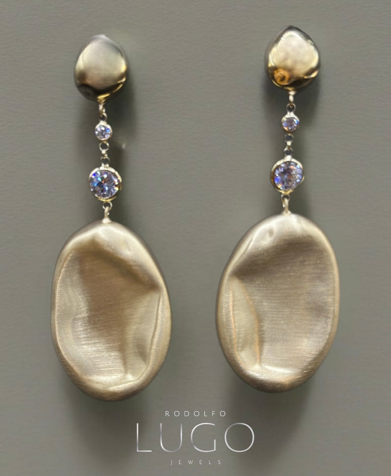 Arete Satin Ovalo PLata doradao