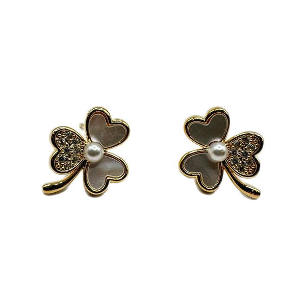 Lucky Clover Mother of Pearl Posts Goldfill