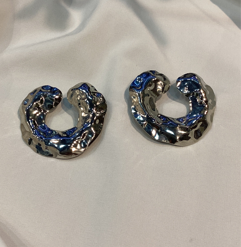 Donut Hammered Silver Earrings