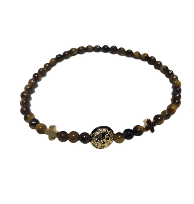 Pulsera Caballero dije Redondo con Cruz