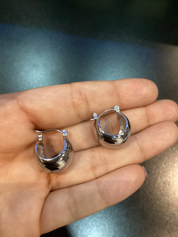 Hollow Chubby Silver Earrings