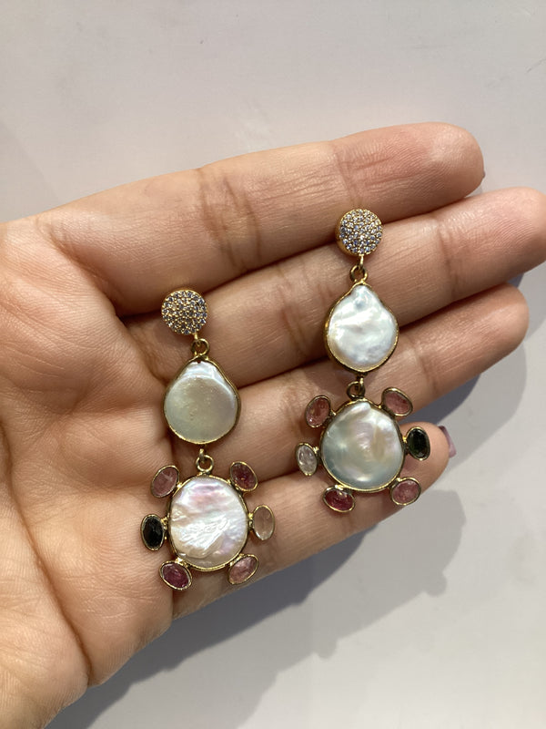 Dangles de Plata con Baño y Turmalinas