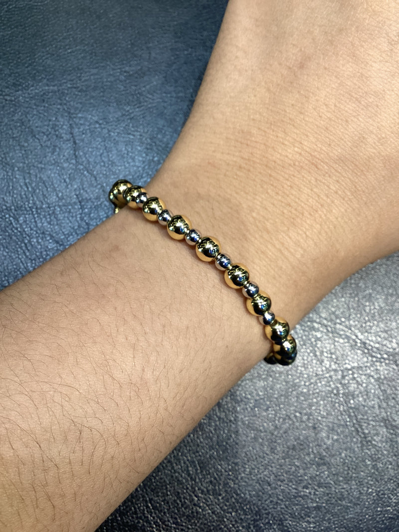 Brazaletes Bolitas Stainless Dorado/plateado grandes