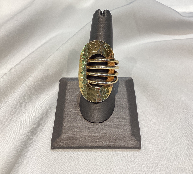 Anillo 18kt Vermeil Hammeredd 4 lines
