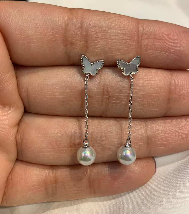 Butterfly Pearl Post Dangle
