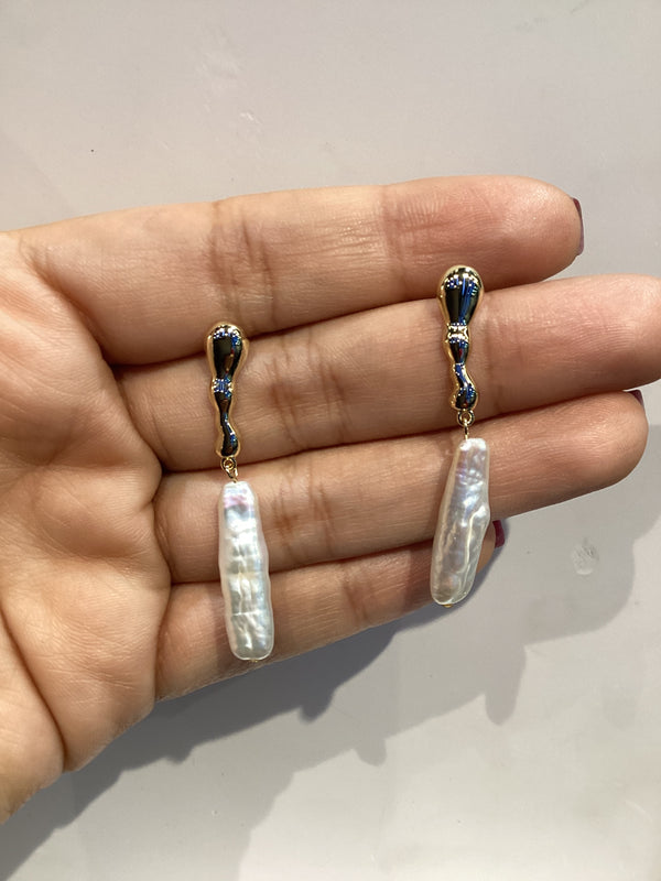 Keishi Long Pearl Dangle Earrings