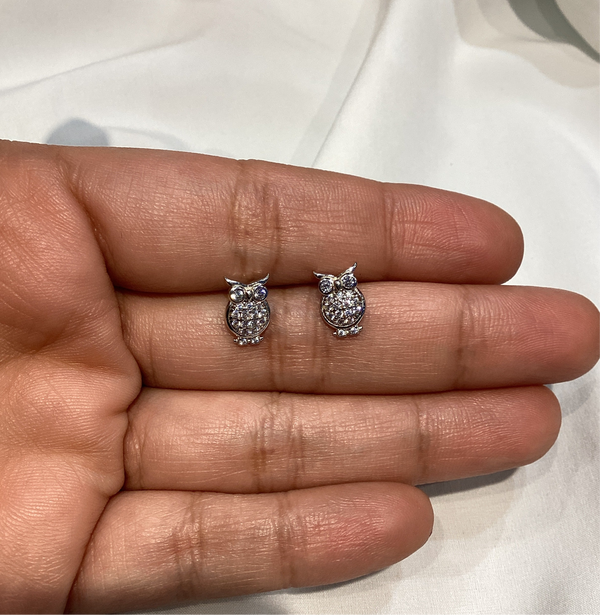 Crystal Owl post Earrings