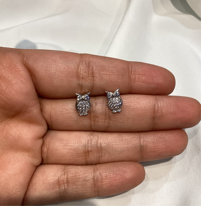 Crystal Owl post Earrings