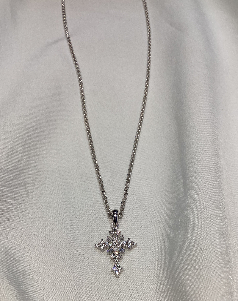 Cadena plata Cruz Dainty rhombus