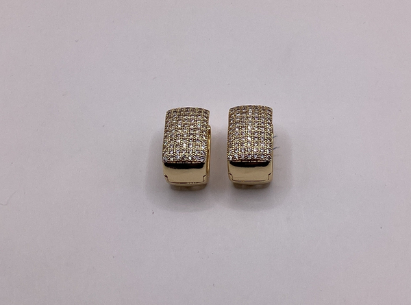 Square Pave Huggies Earrings
