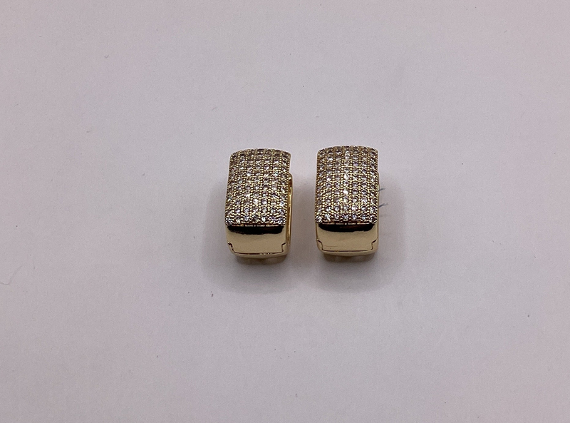 Square Pave Huggies Earrings