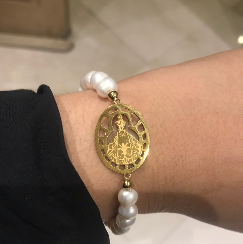 Pulsera de perlas dije Virgen