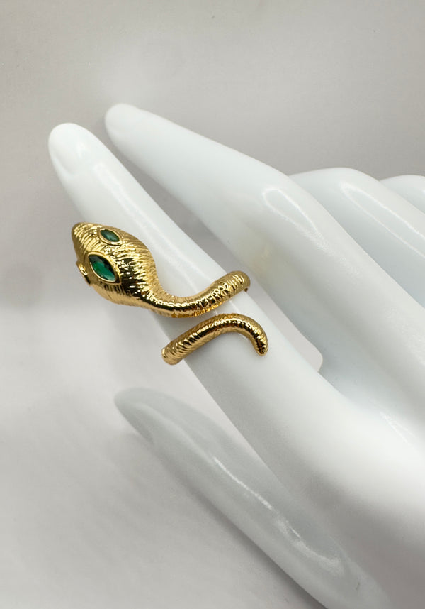 Serpent Green Crystal Python Ring