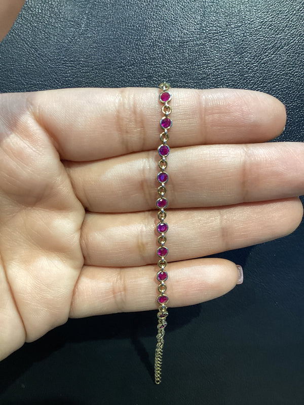 Brazalete de cristales tennis fuscia dorada