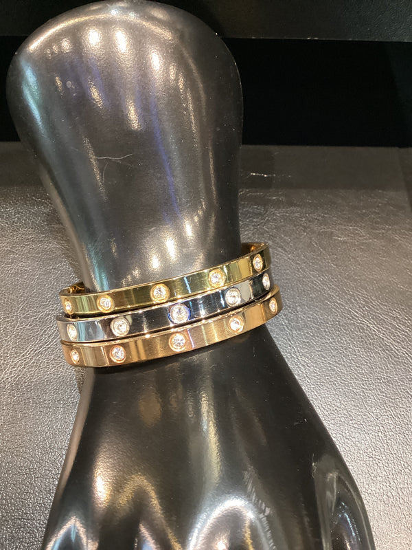 Set de Pulseras bangles lisas con cristales