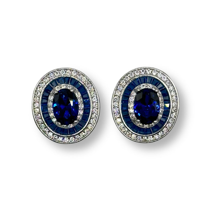 Oval Blue Studs