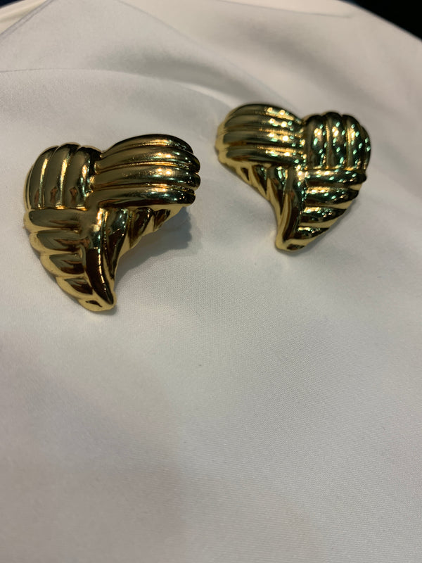 Heart Stripped Earring Post