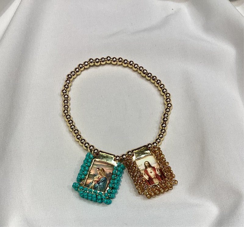 Pulsera Escapulario virgen y Jesus