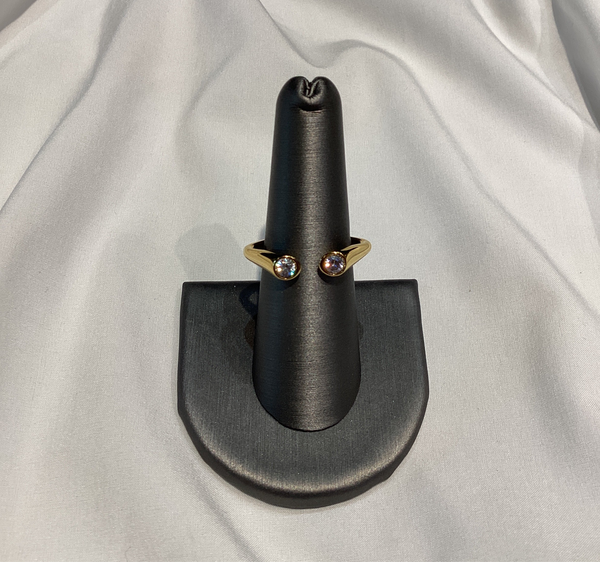 Anillos U Crystal End Dorado