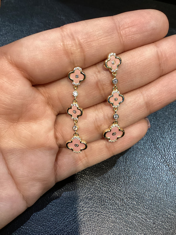 PInk Levels Clover Earrings Dangles