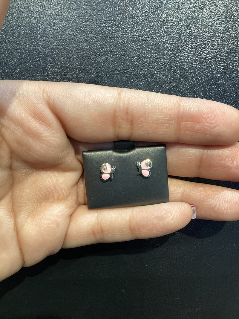 Mariposa Esmalte Mitad con diamantitos rosados