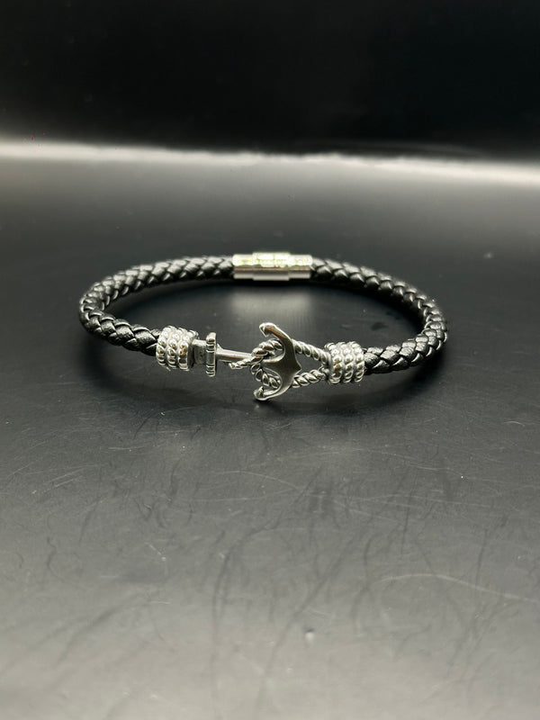 Anchor Leather Bracelet