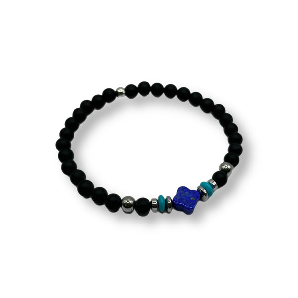 Lapis Clover Mens Bracelet