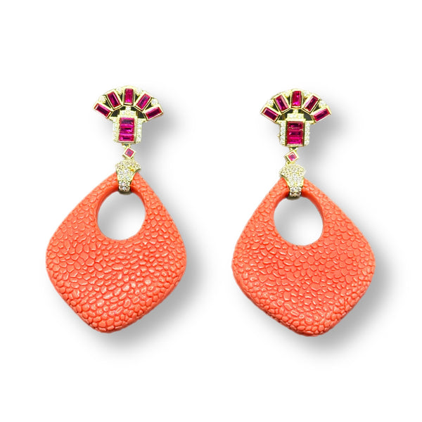Coral Mantaray Earrings