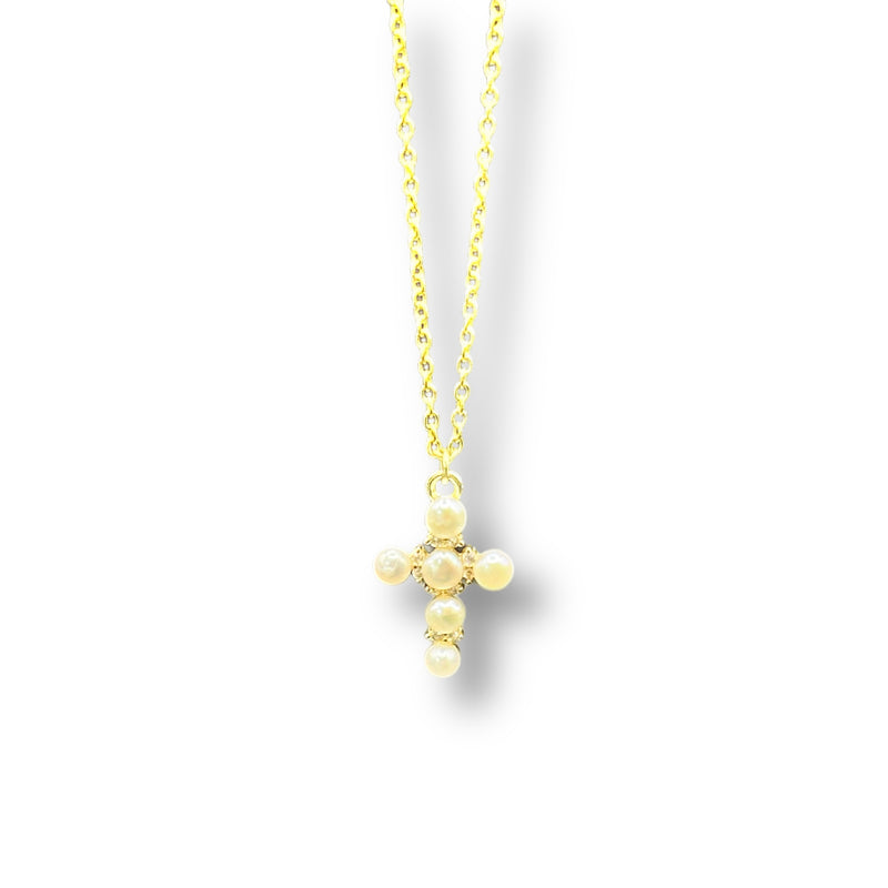 Pearl Mini Cross Chain