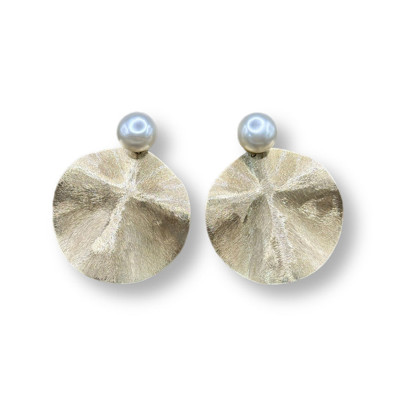 Satin Circle Pearl Earrings