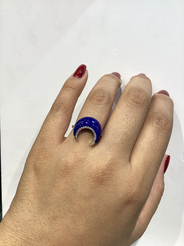 Anillo Lapislázuli Luna con zirconias