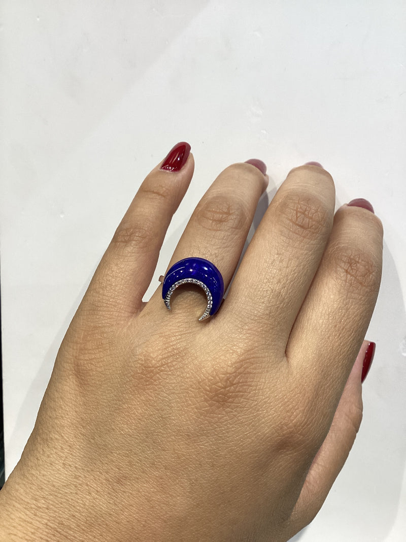 Anillo Lapislázuli Luna con zirconias