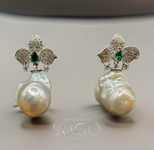Green Orchid Baroque Dangle