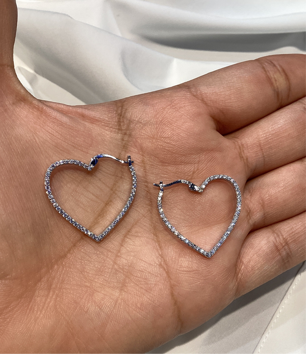 HEart Shaped Crystal Hoops
