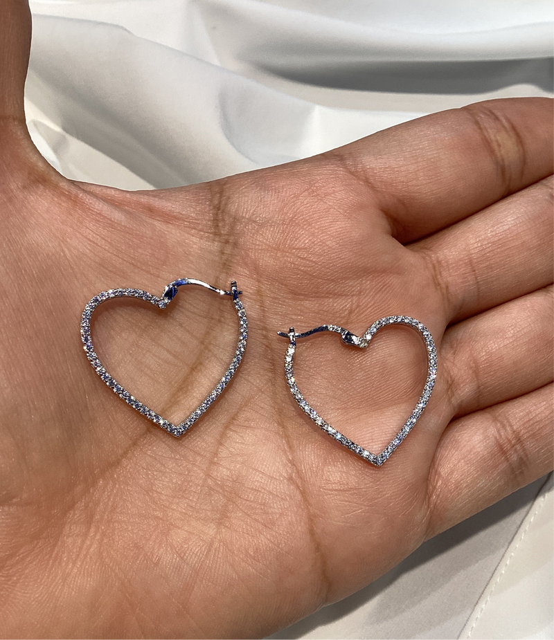 HEart Shaped Crystal Hoops