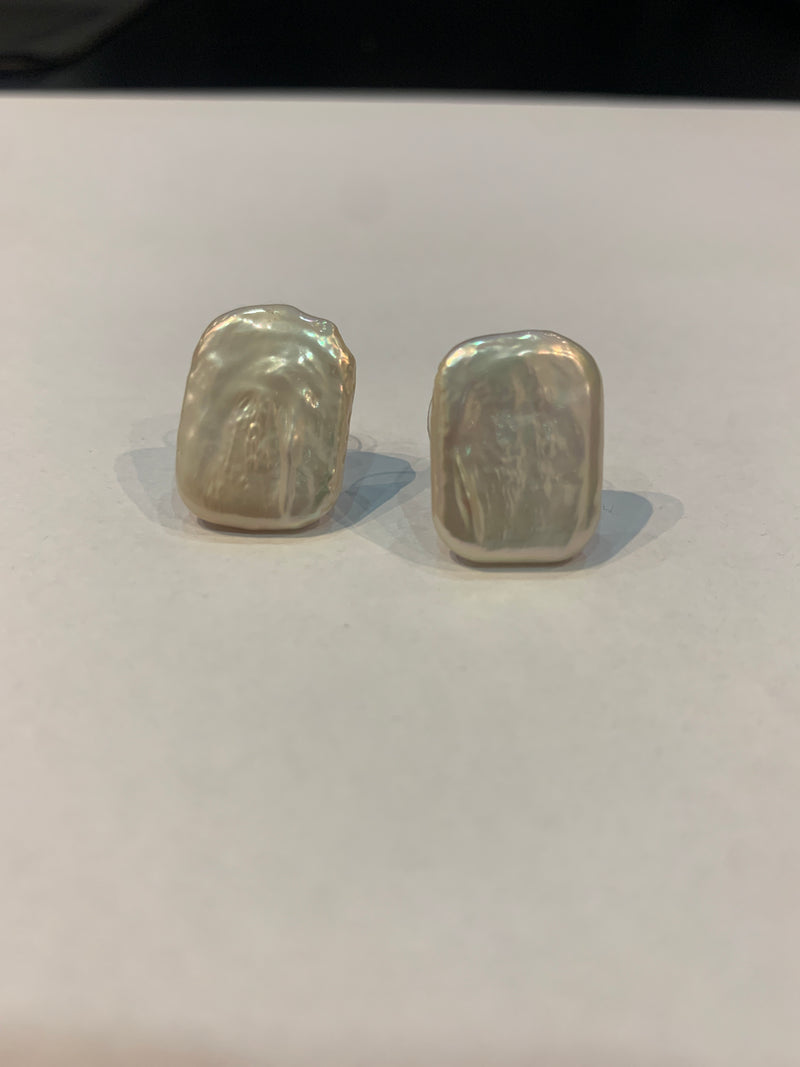 Arete Post de Perla Rectangulo