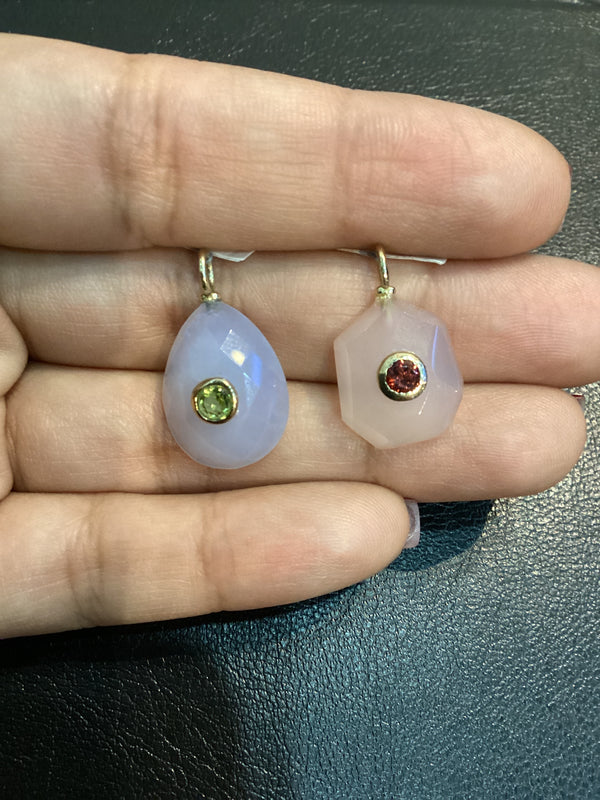Dijes septa quarzo rosa y calcedonia