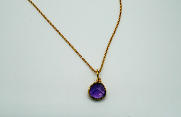 Amethyst Pendant 18kt Vermeil Chain