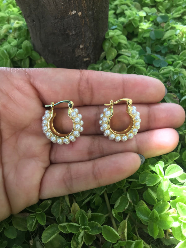 Pearl Pave Hoops