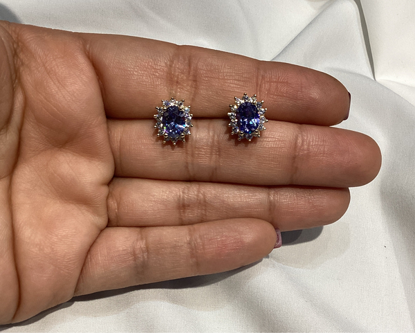 Aretes Plata Con Baño y Cristales De Coloress