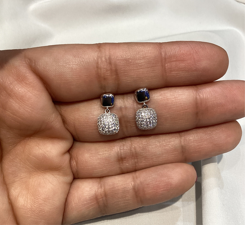 Emerald cut Halo Studs