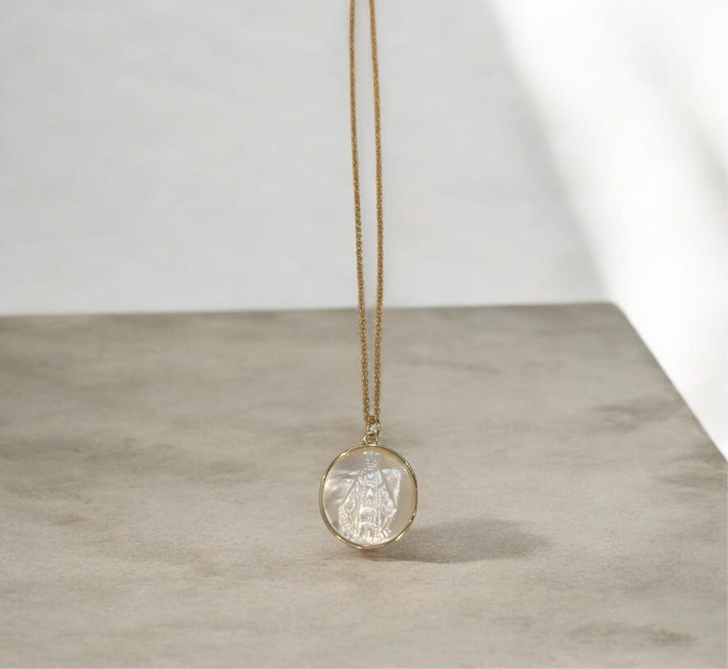 Cadena Medalla Madre Perla Virgen